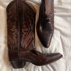 Classic Brown Leather Cowboy Boots